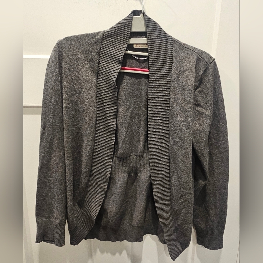 Faded Glory Open Front Cardigan Women’s S Gray Lightweight Knit Sweater